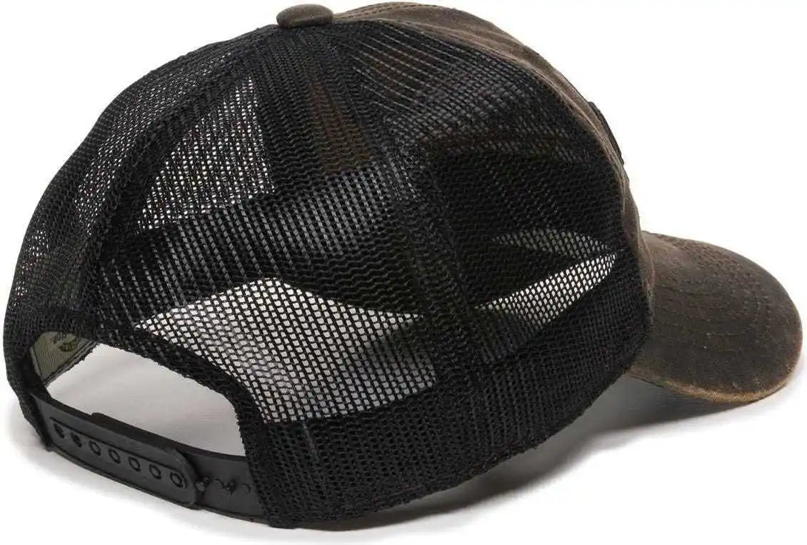 Oc Sports Rm17a Weathered Cotton Mesh Back Cap - Dark Brown Black - 6 7/8’’ - 7 1/2’’