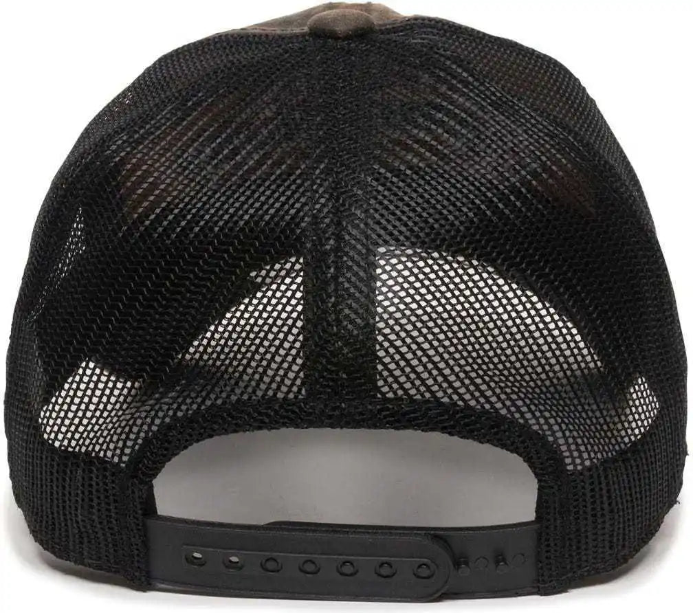 Oc Sports Rm17a Weathered Cotton Mesh Back Cap - Dark Brown Black - 6 7/8’’ - 7 1/2’’