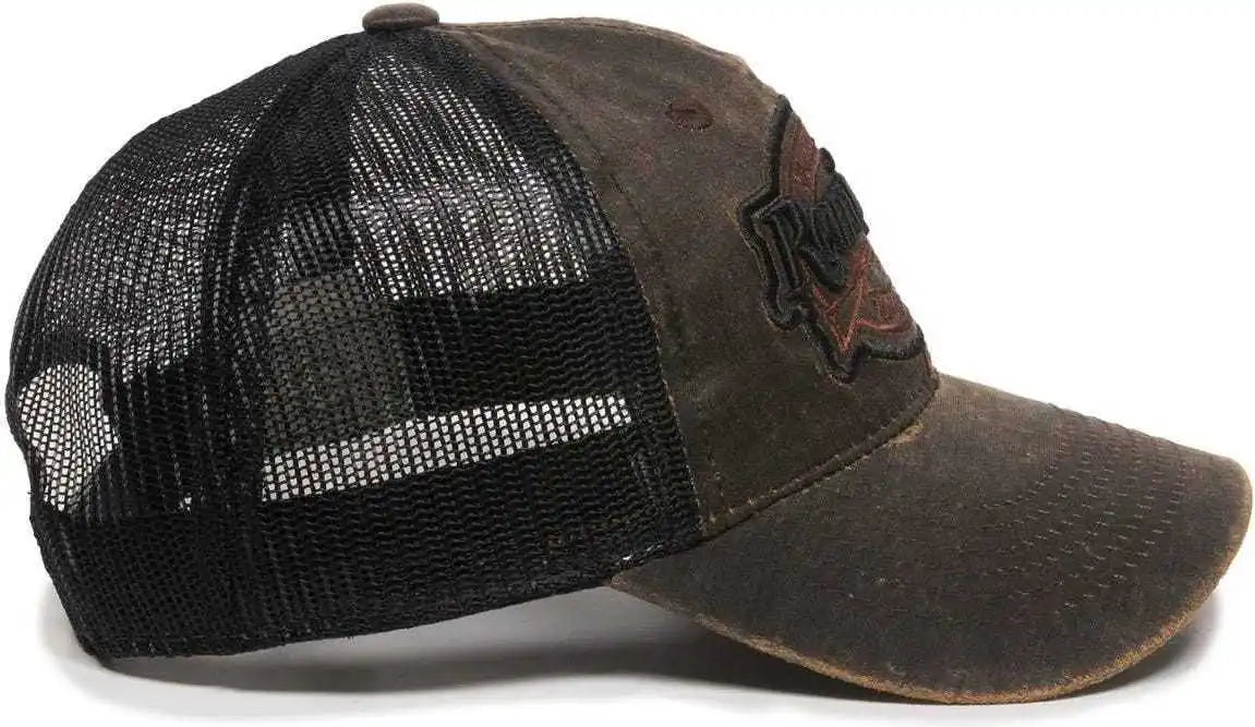 Oc Sports Rm17a Weathered Cotton Mesh Back Cap - Dark Brown Black - 6 7/8’’ - 7 1/2’’