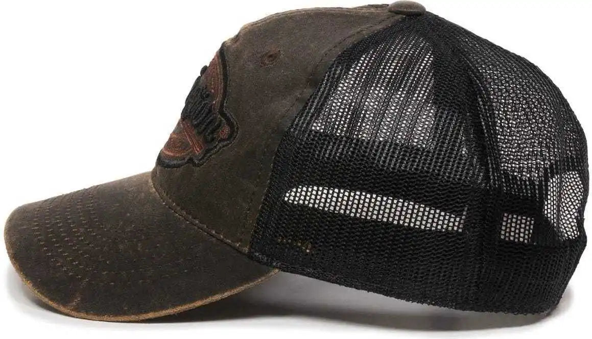 Oc Sports Rm17a Weathered Cotton Mesh Back Cap - Dark Brown Black - 6 7/8’’ - 7 1/2’’