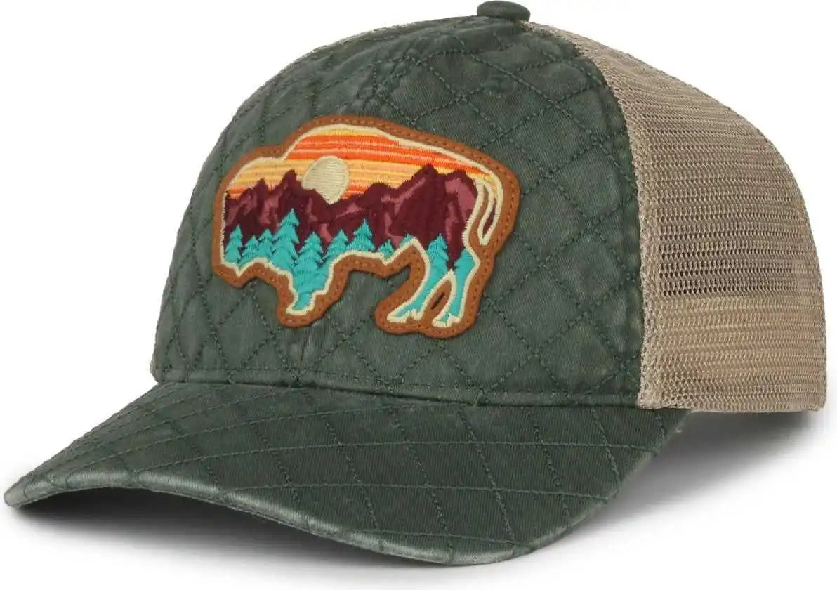 Oc Sports Rmblr-03 Baffalo Patch Cap - Dark Green Khaki - Forest / Ladies