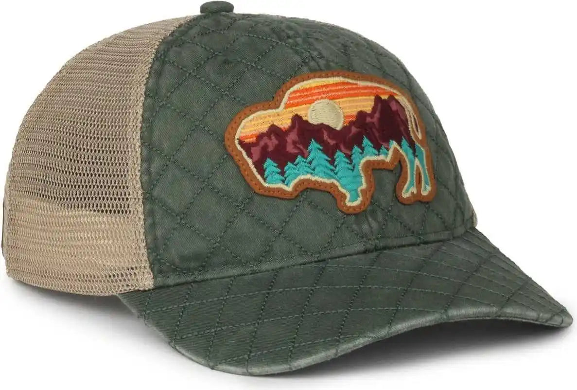 Oc Sports Rmblr-03 Baffalo Patch Cap - Dark Green Khaki - Forest / Ladies