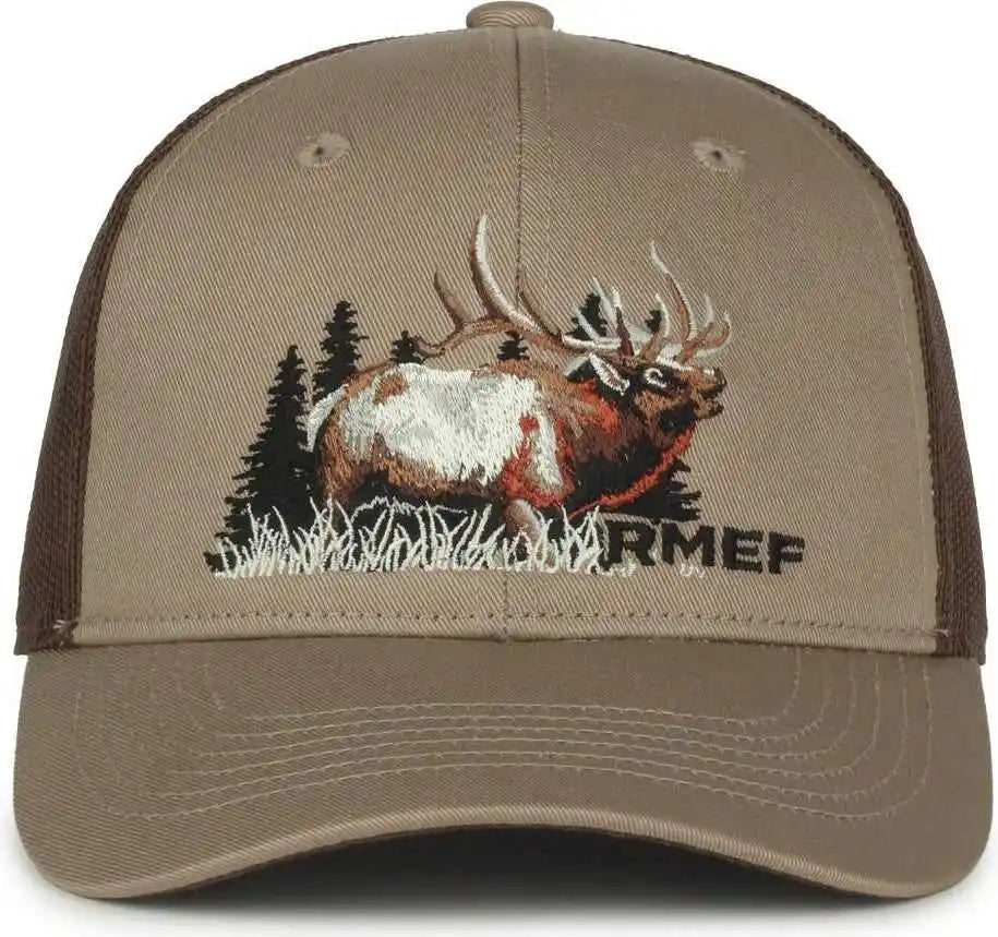 Oc Sports Rmef19 Rockey Mountain Elk Series Cap - Khaki Brown - 6 7/8’’ - 7 1/2’’