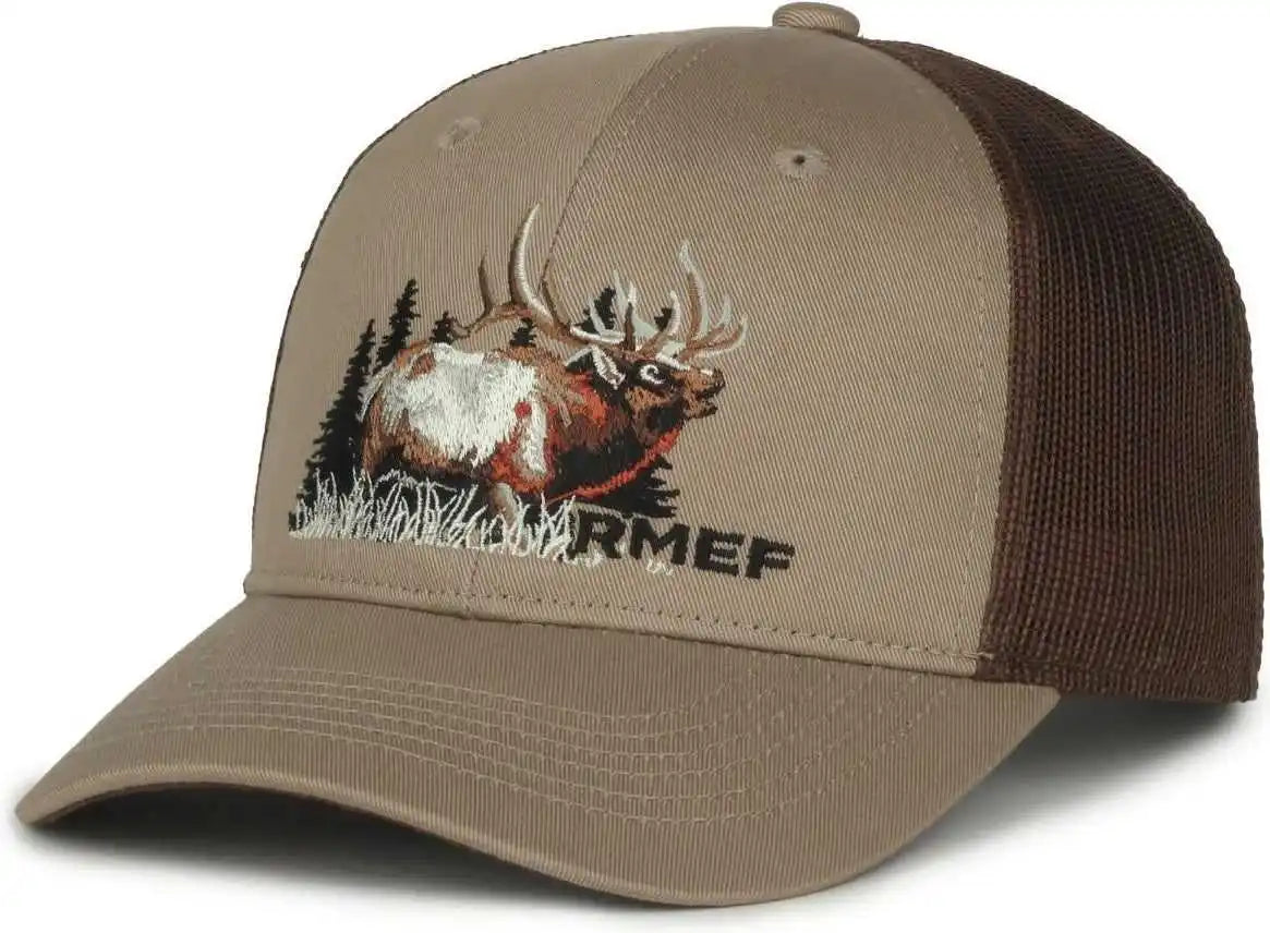 Oc Sports Rmef19 Rockey Mountain Elk Series Cap - Khaki Brown - 6 7/8’’ - 7 1/2’’