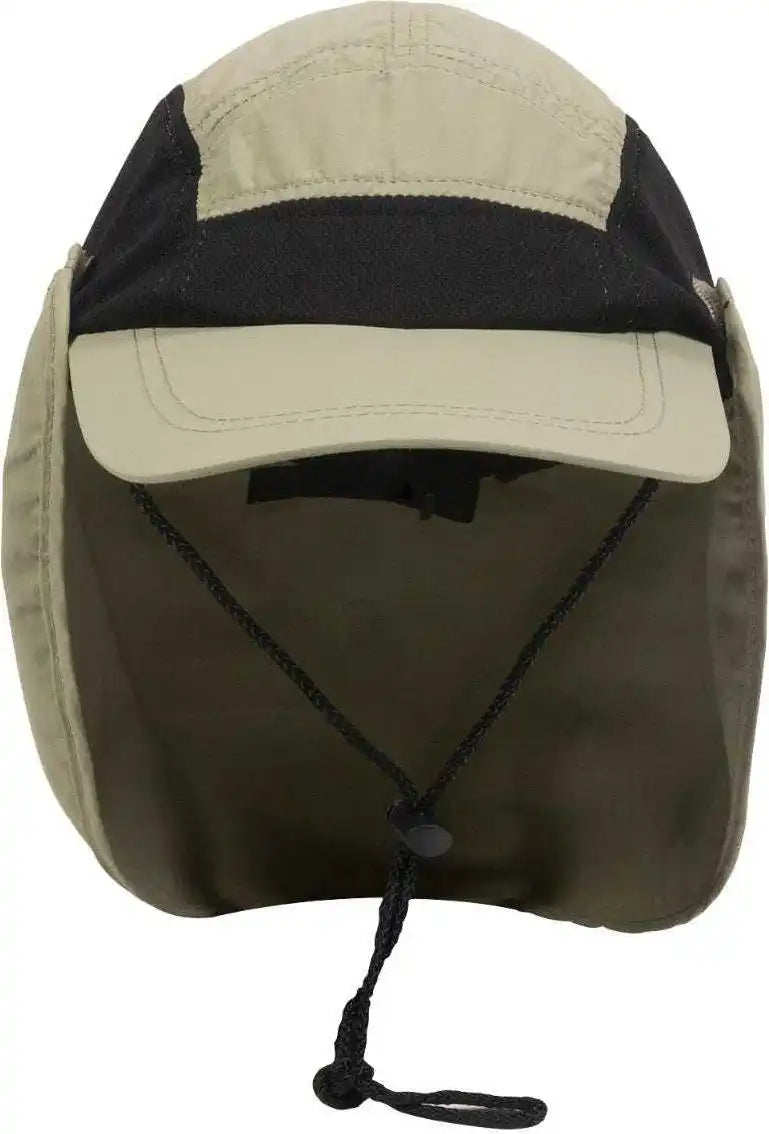 Oc Sports Rr-002 Adjustable Cap with Neck Flap - Khaki Black - 6 7/8’’ - 7 1/2’’