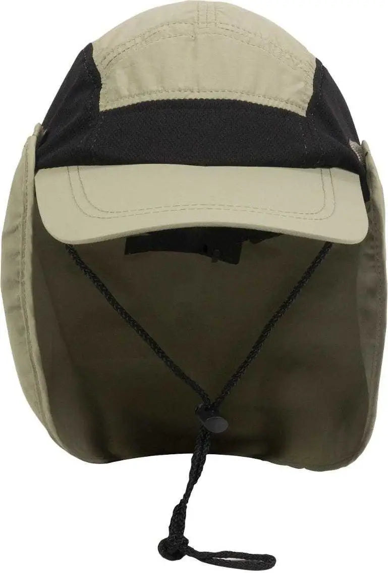 Oc Sports Rr-002 Adjustable Cap with Neck Flap - Khaki Black - 6 7/8’’ - 7 1/2’’