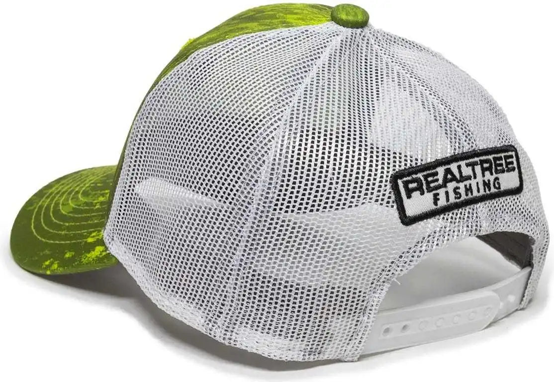 Oc Sports Rt06a Adjustable Mesh Back Cap - Realtree Fishing Dark Lime White - 6 7/8’’ - 7 1/2’’