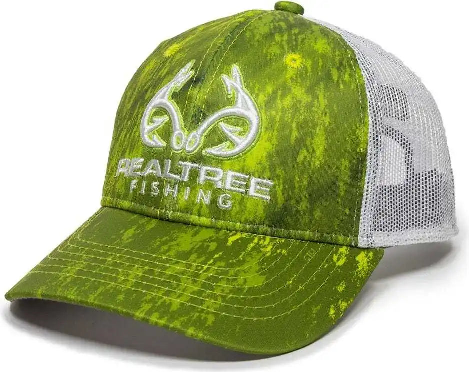 Oc Sports Rt06a Adjustable Mesh Back Cap - Realtree Fishing Dark Lime White - 6 7/8’’ - 7 1/2’’