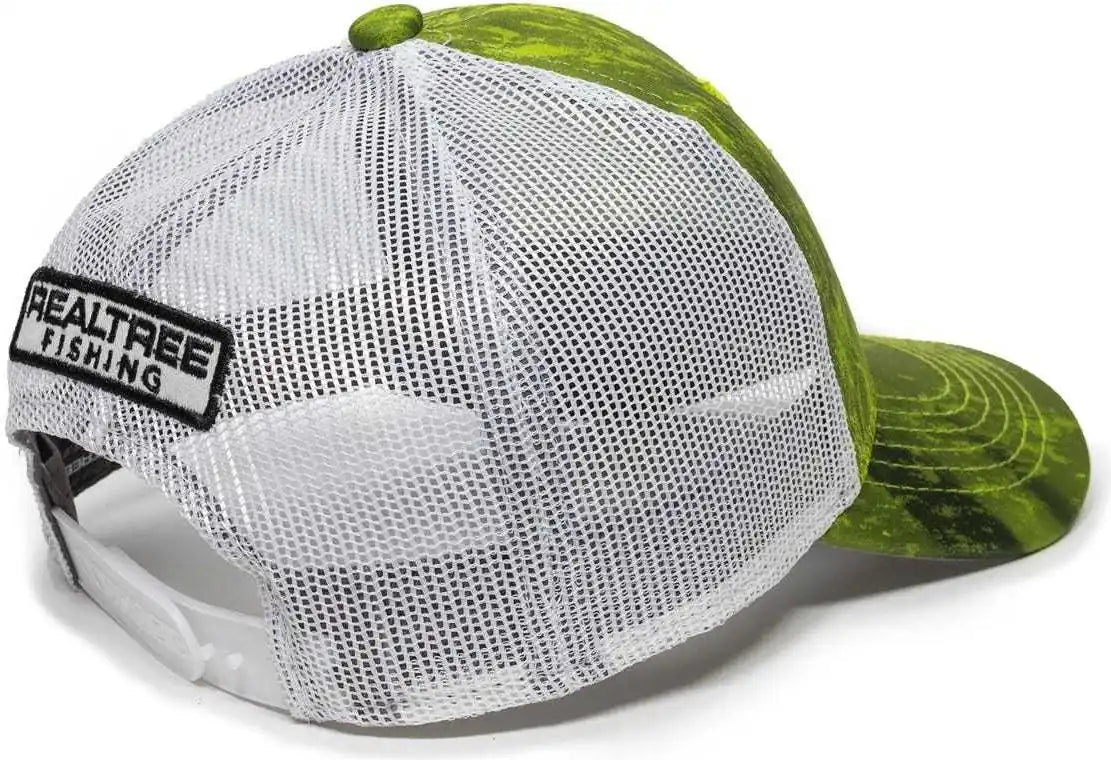 Oc Sports Rt06a Adjustable Mesh Back Cap - Realtree Fishing Dark Lime White - 6 7/8’’ - 7 1/2’’