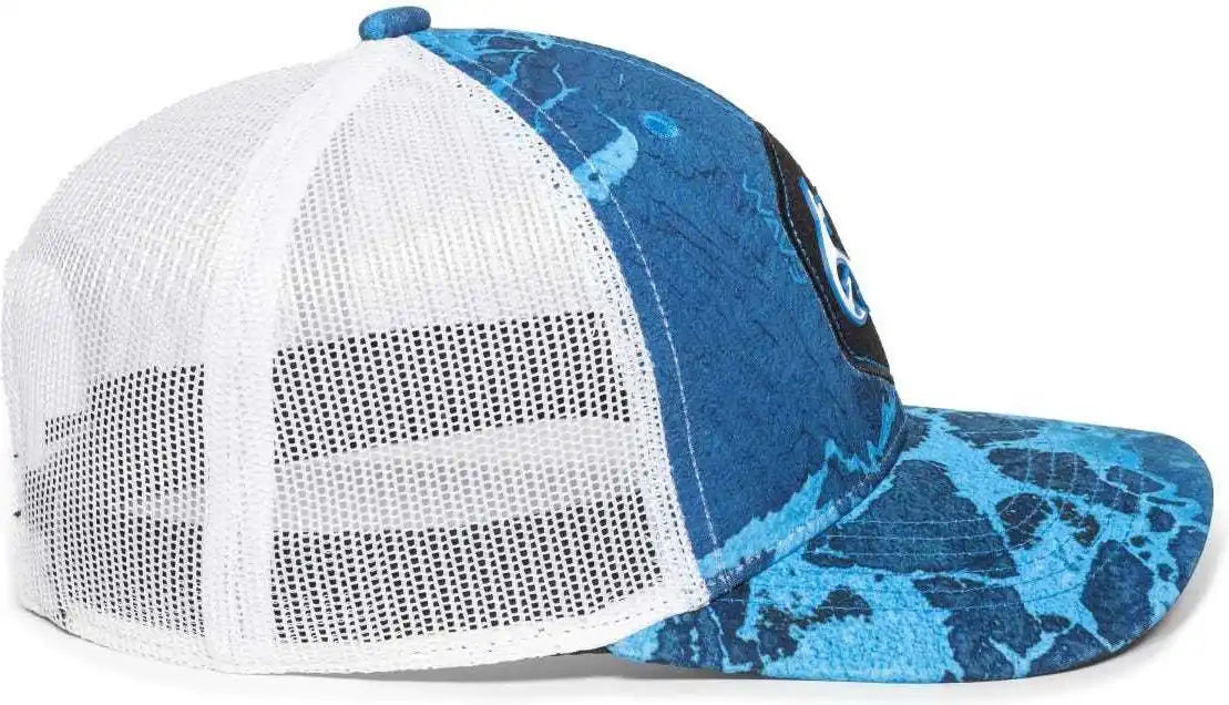 Oc Sports Rtf04a Structured Mesh Back Cap - Realtree Fishing Wav3 Provence Blue White - 6 7/8’’ - 7 1/2’’