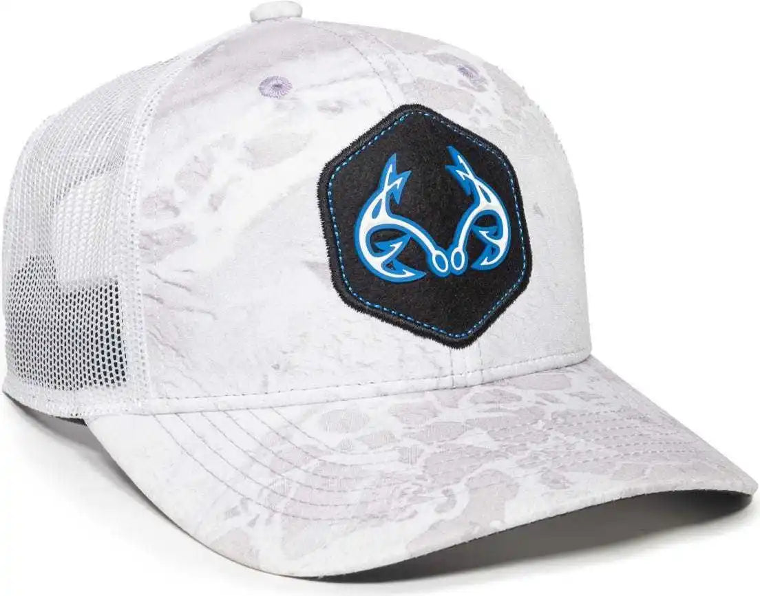 Oc Sports Rtf04a Structured Mesh Back Cap - Realtree Fishing Wav3 White - 6 7/8’’ - 7 1/2’’