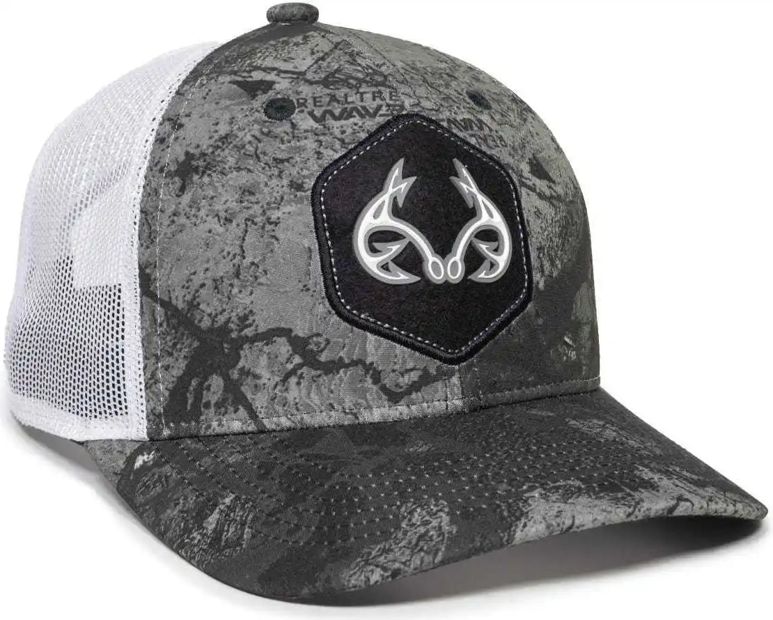 Oc Sports Rtf04a Structured Mesh Back Cap - Realtree Fishing Wav3 Mirage Gray White - 6 7/8’’ - 7 1/2’’