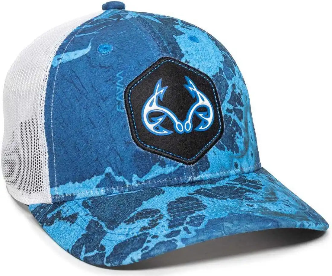Oc Sports Rtf04a Structured Mesh Back Cap - Realtree Fishing Wav3 Provence Blue White - 6 7/8’’ - 7 1/2’’