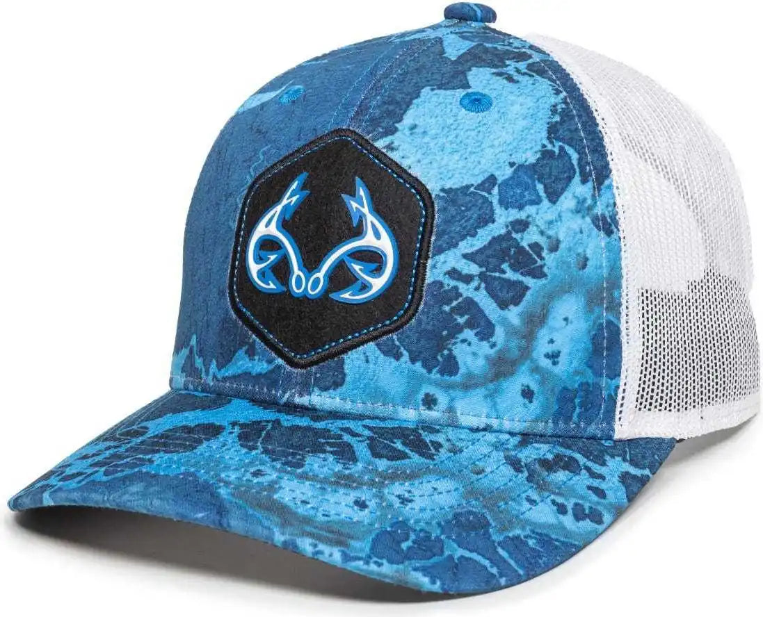 Oc Sports Rtf04a Structured Mesh Back Cap - Realtree Fishing Wav3 Provence Blue White - 6 7/8’’ - 7 1/2’’