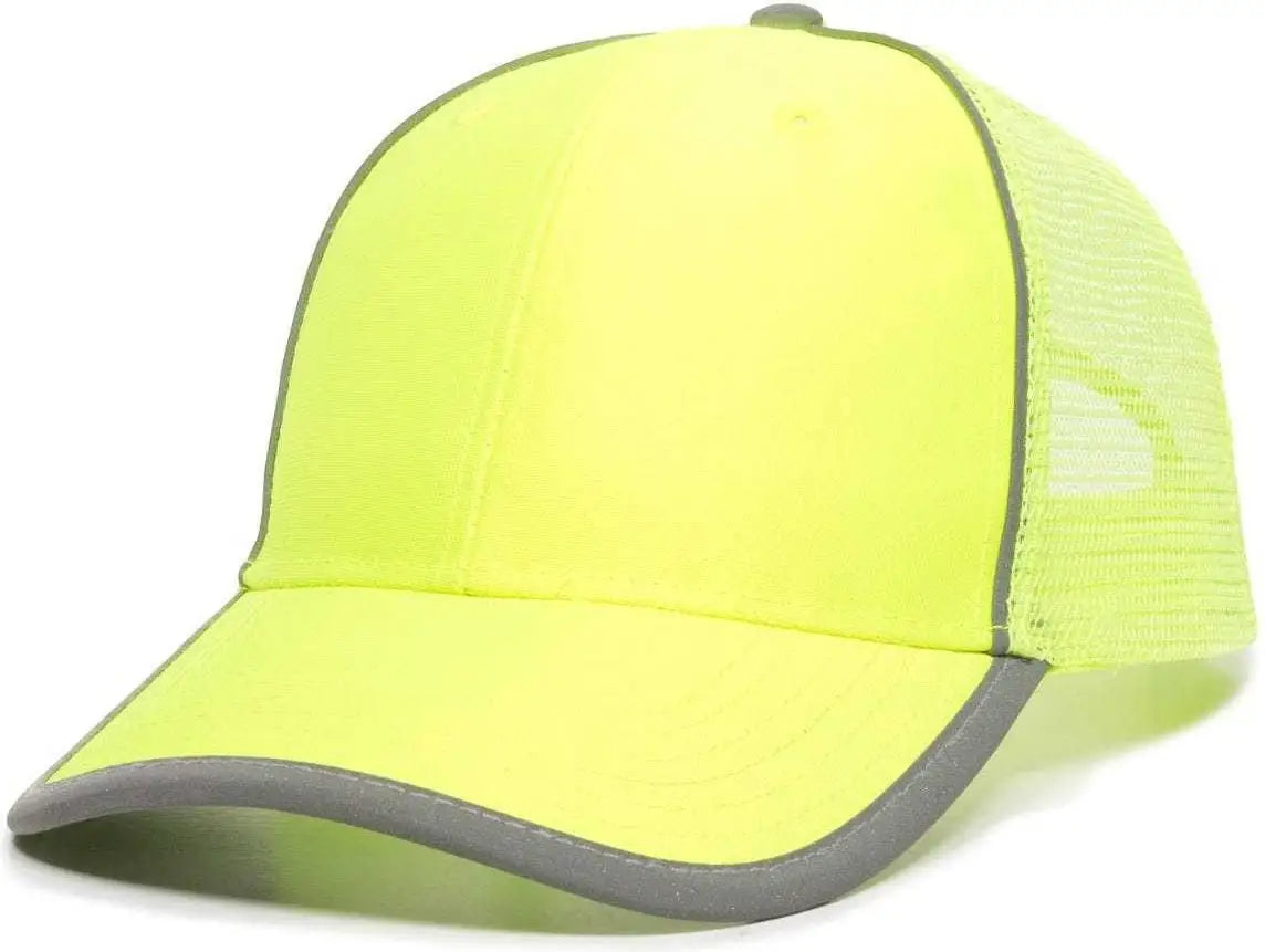 Oc Sports Saf-300m Adjustable Mesh Back Cap - Safety Yellow - 6 7/8’’ - 7 1/2’’