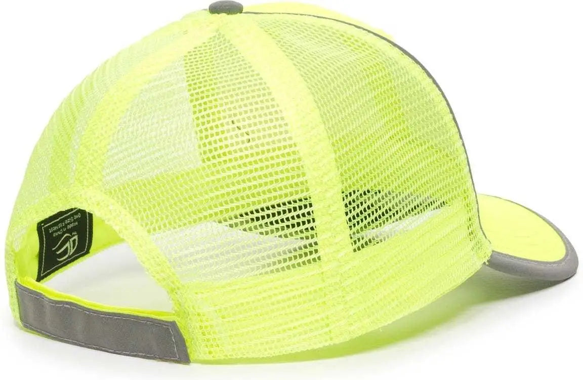 Oc Sports Saf-300m Adjustable Mesh Back Cap - Safety Yellow - 6 7/8’’ - 7 1/2’’