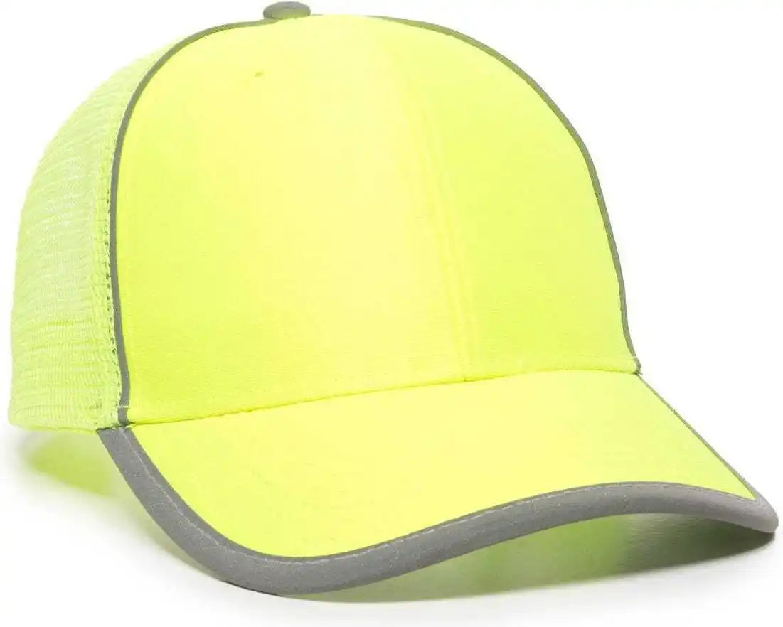 Oc Sports Saf-300m Adjustable Mesh Back Cap - Safety Yellow - 6 7/8’’ - 7 1/2’’