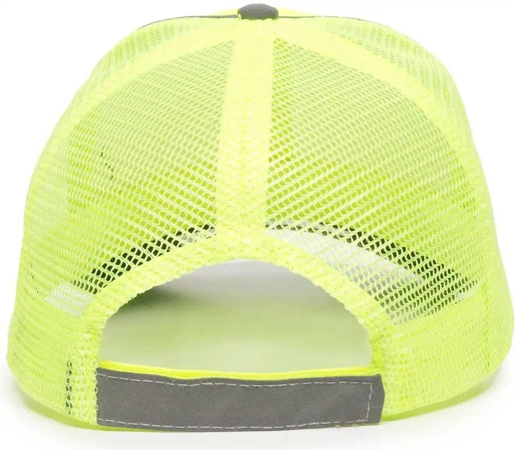 Oc Sports Saf-300m Adjustable Mesh Back Cap - Safety Yellow - 6 7/8’’ - 7 1/2’’
