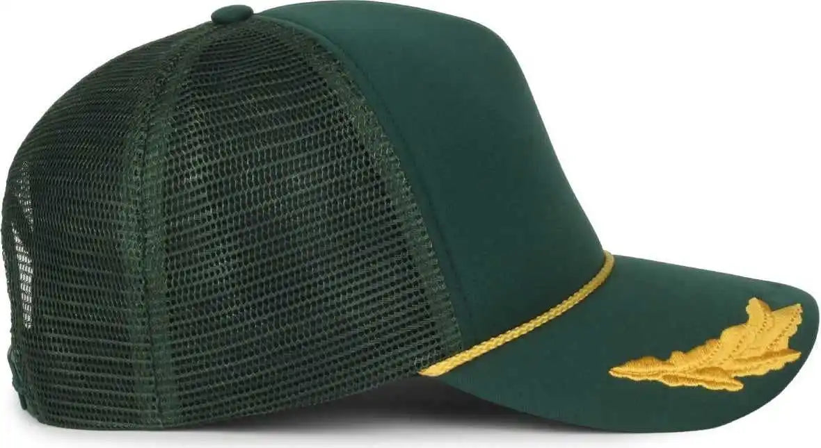 Oc Sports Se-foam Special Edition Embroidered Foam Mesh Trucker with Cords Cap - Dark Green - Osfm
