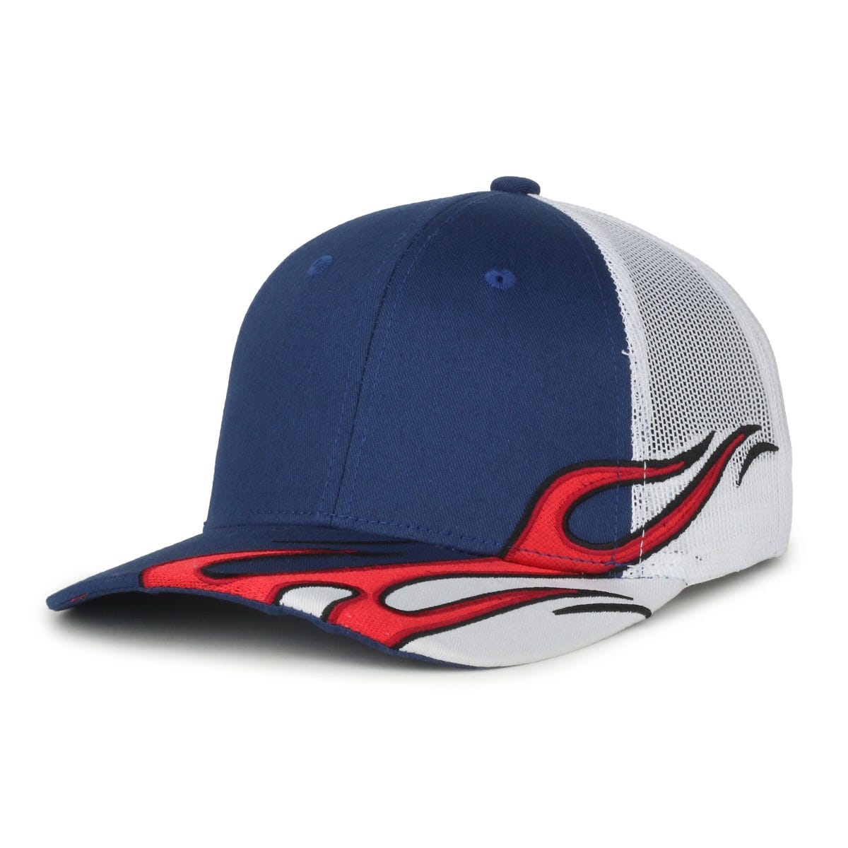 Oc Sports Skrrt-01 Flame Embroidery Mesh Back Cap - Royal/white