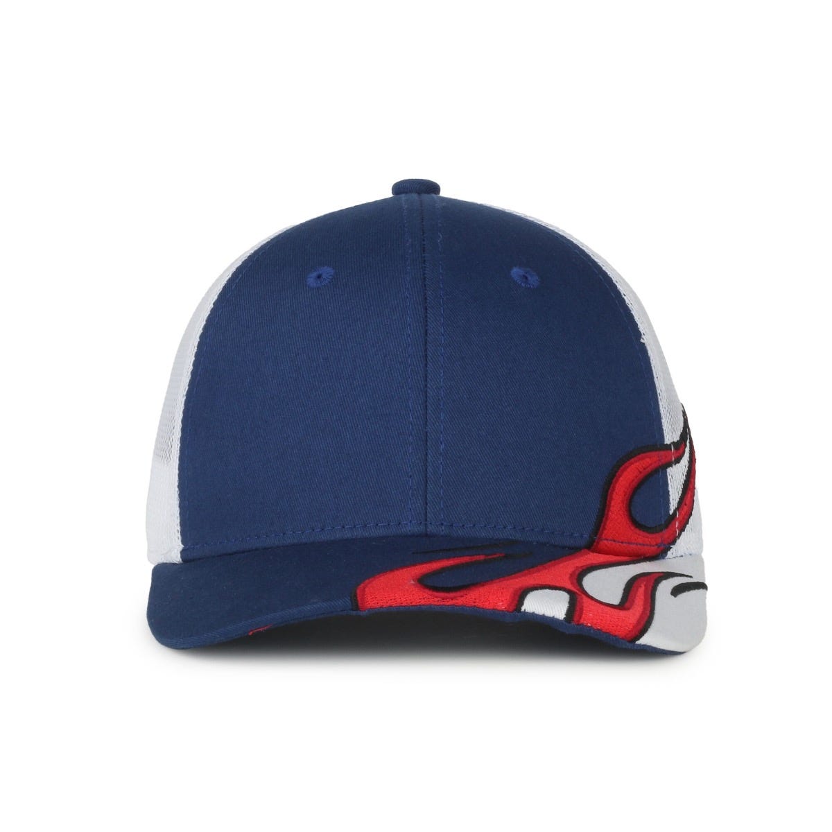 Oc Sports Skrrt-01 Flame Embroidery Mesh Back Cap - Royal/white