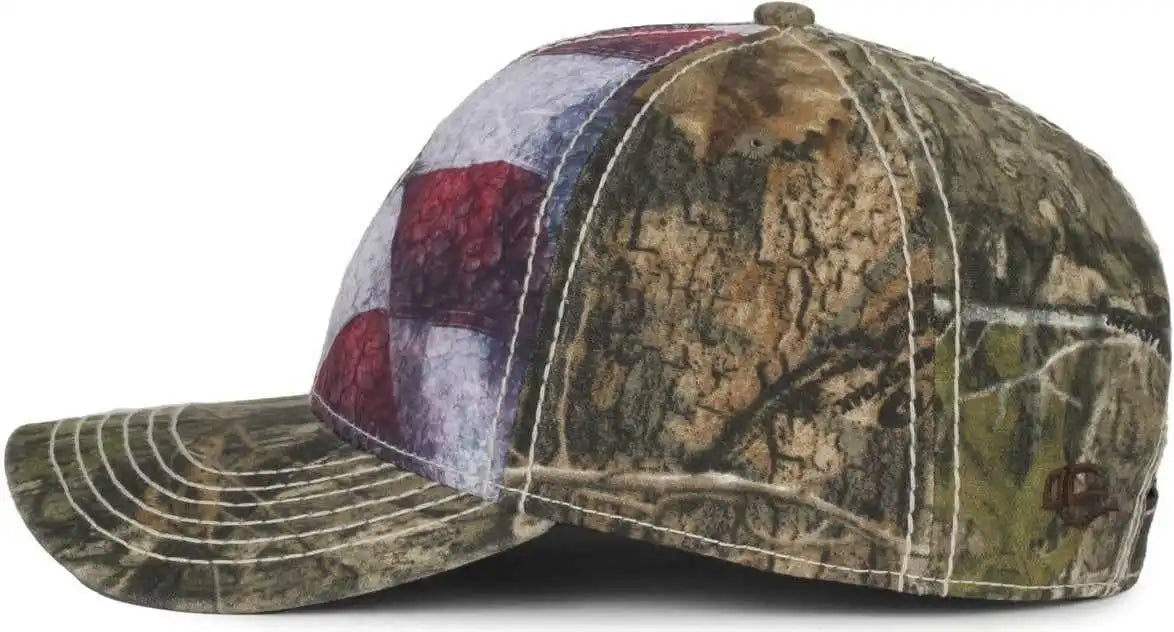 Oc Sports Sus-100 Sublimated Flag Front with Camo Back Cap - American Mossy Oak Country Dna - Osfm
