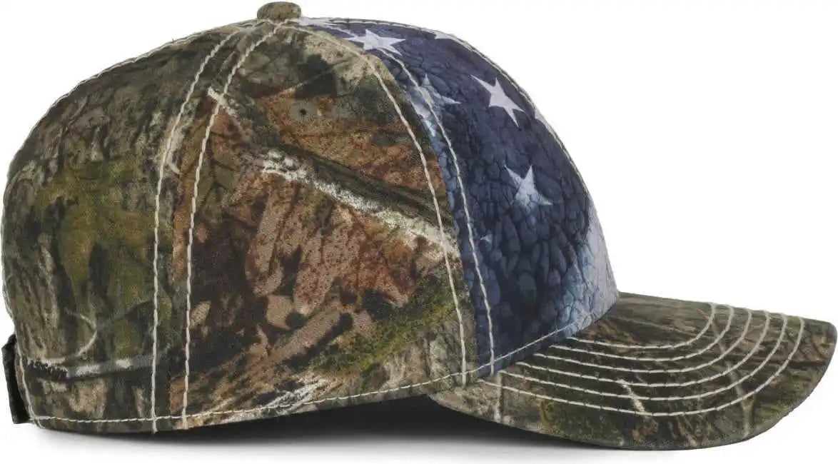Oc Sports Sus-100 Sublimated Flag Front with Camo Back Cap - American Mossy Oak Country Dna - Osfm
