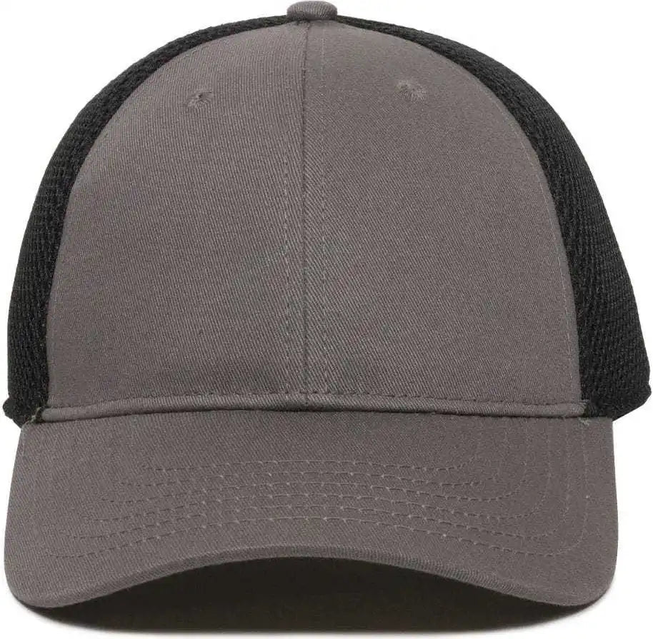 Oc Sports Swm-600 Cotton Twill and Mesh Adjustable Cap - Charcoal Bk - Dark Gray Black / 6 7/8’’ - 7 1/2’’