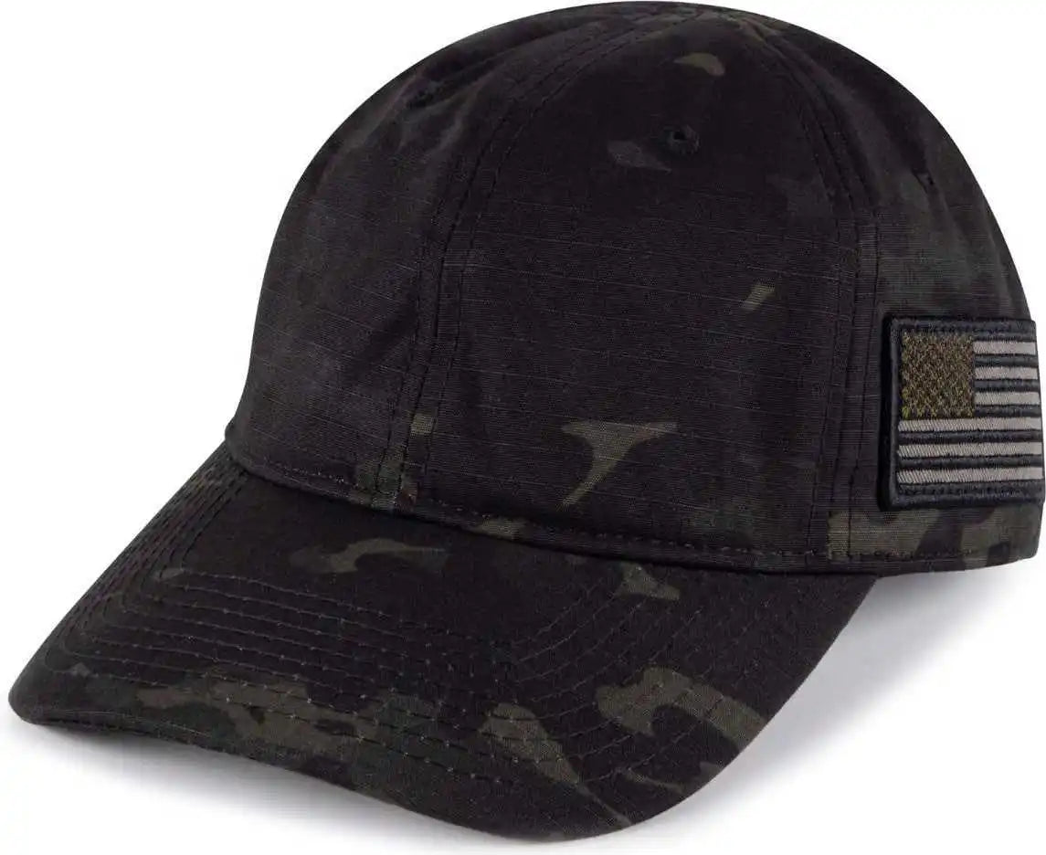 Oc Sports Tac-700 Tactical Multicam Cap with Flag - Black - Osfm
