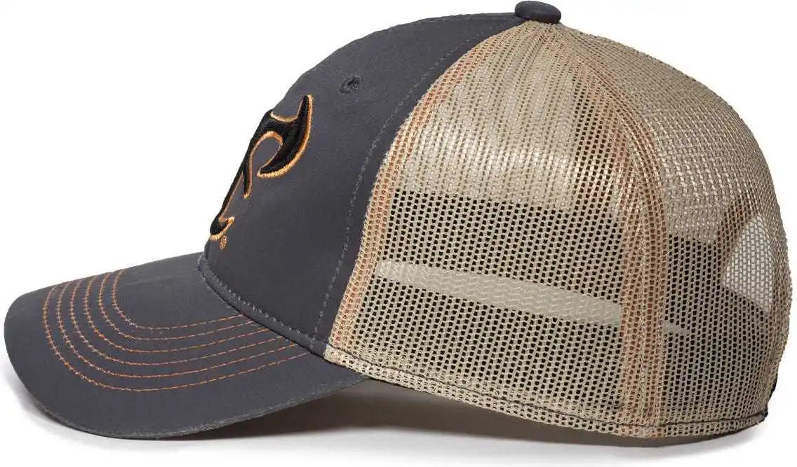 Oc Sports Tru03a Weathered Cotton Mesh Back Cap - Dark Gray Beige - Khaki / 6 7/8’’ - 7 1/2’’