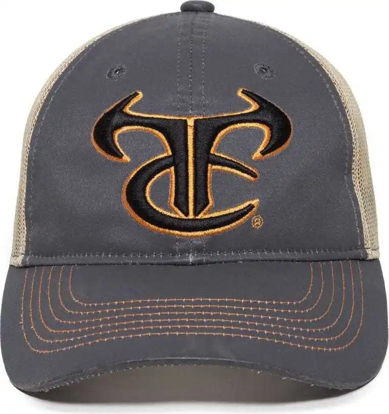 Oc Sports Tru03a Weathered Cotton Mesh Back Cap - Dark Gray Beige - Khaki / 6 7/8’’ - 7 1/2’’