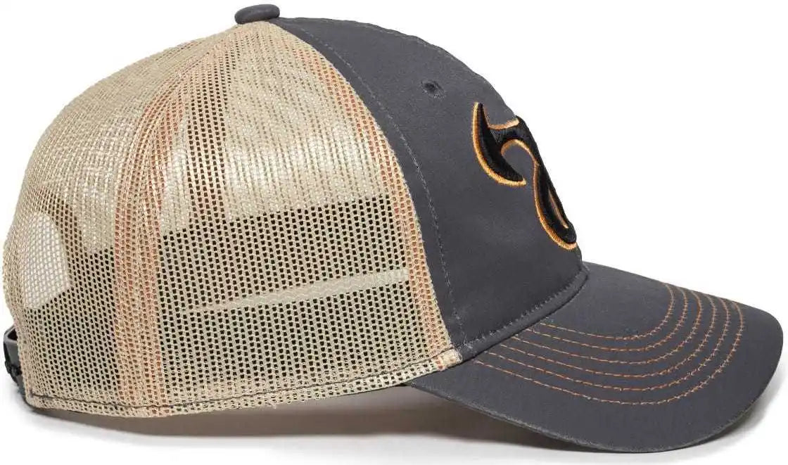 Oc Sports Tru03a Weathered Cotton Mesh Back Cap - Dark Gray Beige - Khaki / 6 7/8’’ - 7 1/2’’