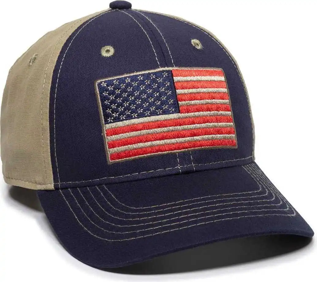 Oc Sports Usa-165 Medium Washed Cotton Twill Cap - Navy Khaki - 6 7/8’’ - 7 1/2’’