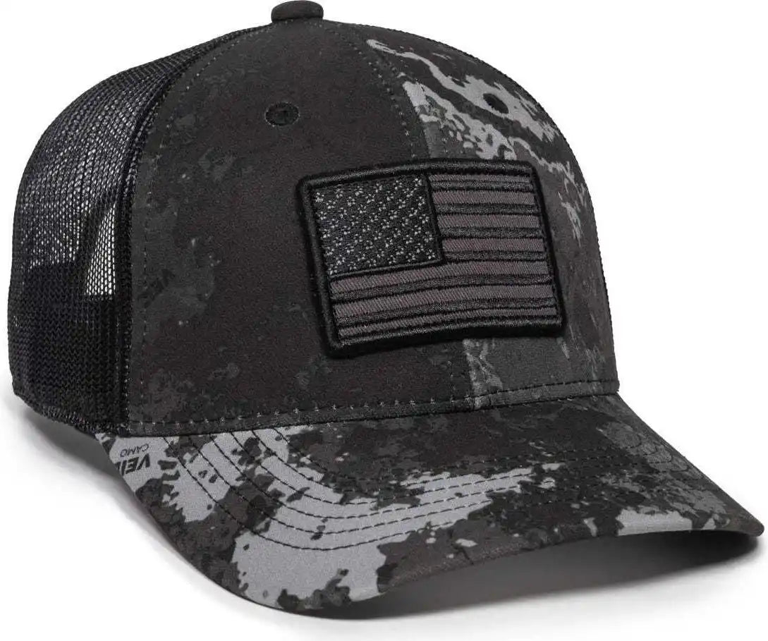 Oc Sports Usa-170 Polyester Camo Mesh Back Cap - Veil Tac-black Black - 6 7/8’’ - 7 1/2’’