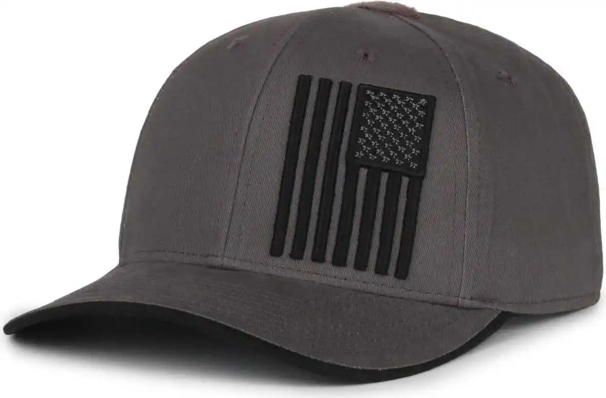 Oc Sports Usa-180 Mid Crown Structured Flag Cap - Charcoal - Dark Gray / 6 7/8’’ - 7 1/2’’