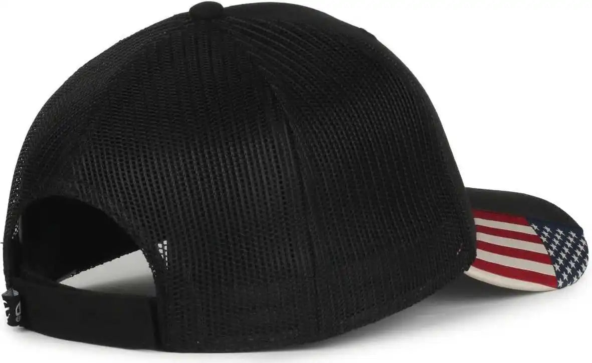 Oc Sports Usa-300m Brushed Twill with Flag Visor Insert Cap - Black - Osfm