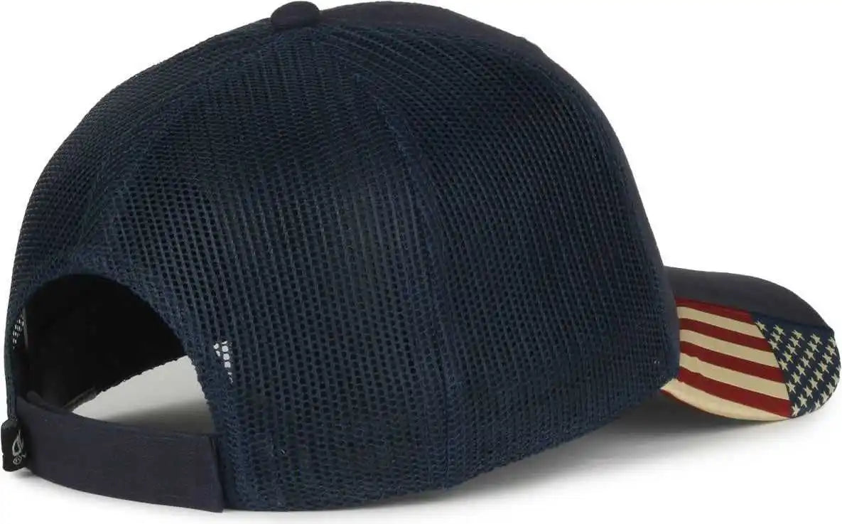 Oc Sports Usa-300m Brushed Twill with Flag Visor Insert Cap - Navy - Osfm
