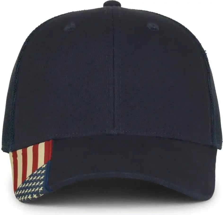 Oc Sports Usa-300m Brushed Twill with Flag Visor Insert Cap - Navy - Osfm