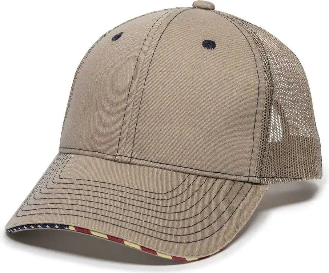 Oc Sports Usa-800m Adjustable Mesh Back Cap - Khaki - 6 7/8’’ - 7 1/2’’