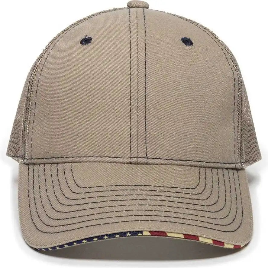 Oc Sports Usa-800m Adjustable Mesh Back Cap - Khaki - 6 7/8’’ - 7 1/2’’