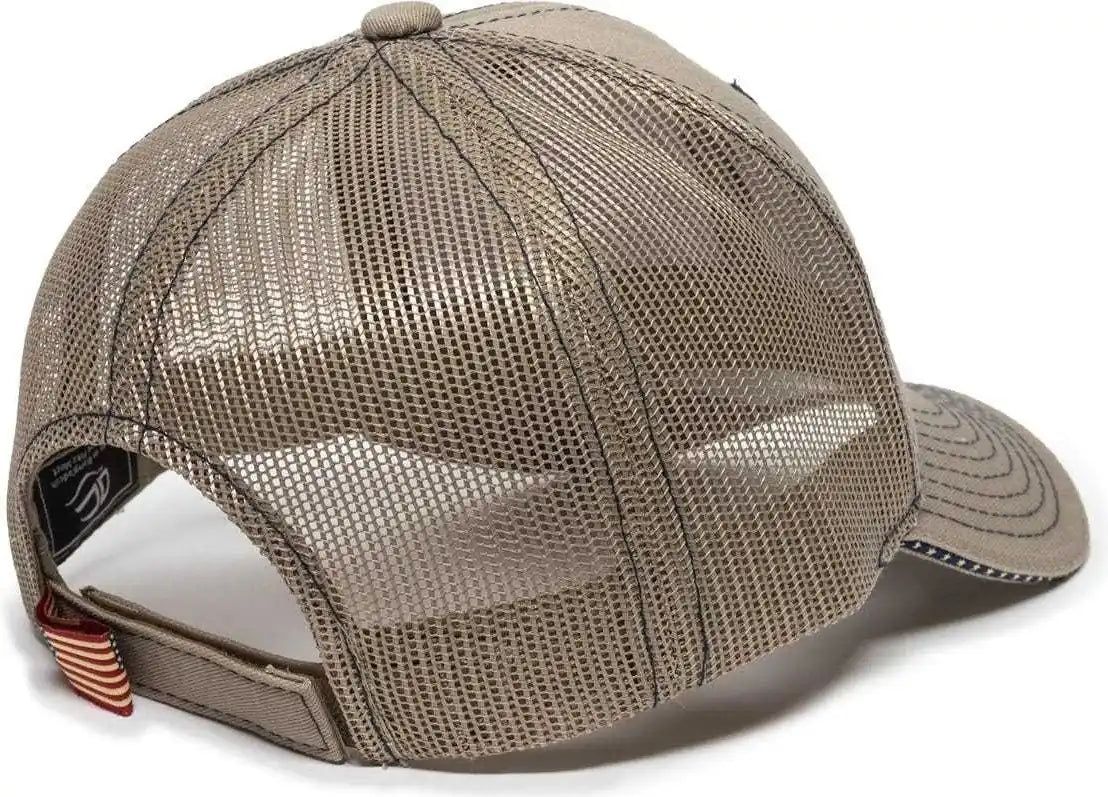 Oc Sports Usa-800m Adjustable Mesh Back Cap - Khaki - 6 7/8’’ - 7 1/2’’