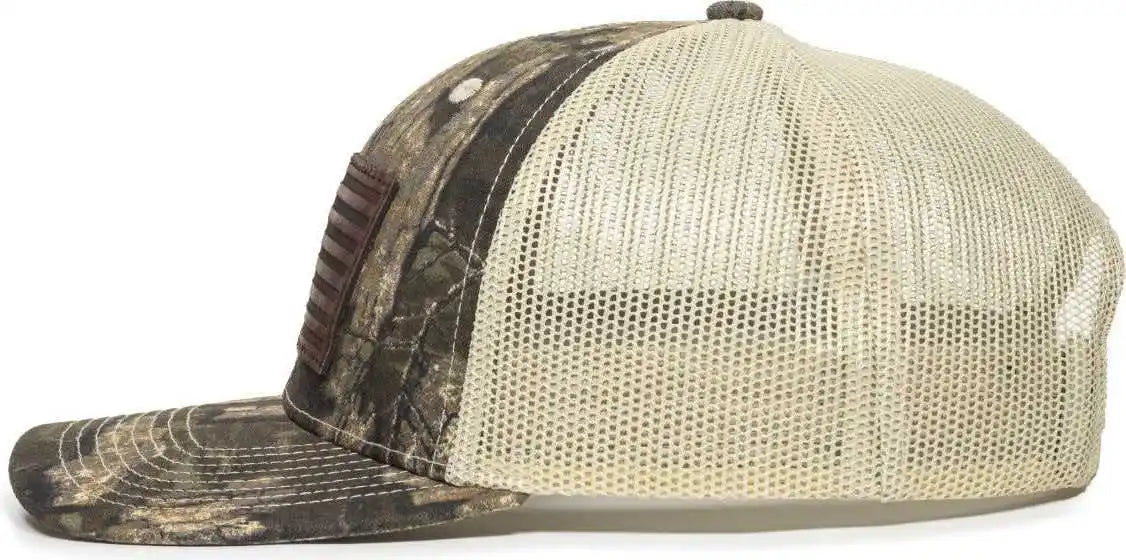 Oc Sports Usa771camo American Flag Leather Patch Cap - Realtree Timber Tan - 6 7/8’’ - 7 1/2’’