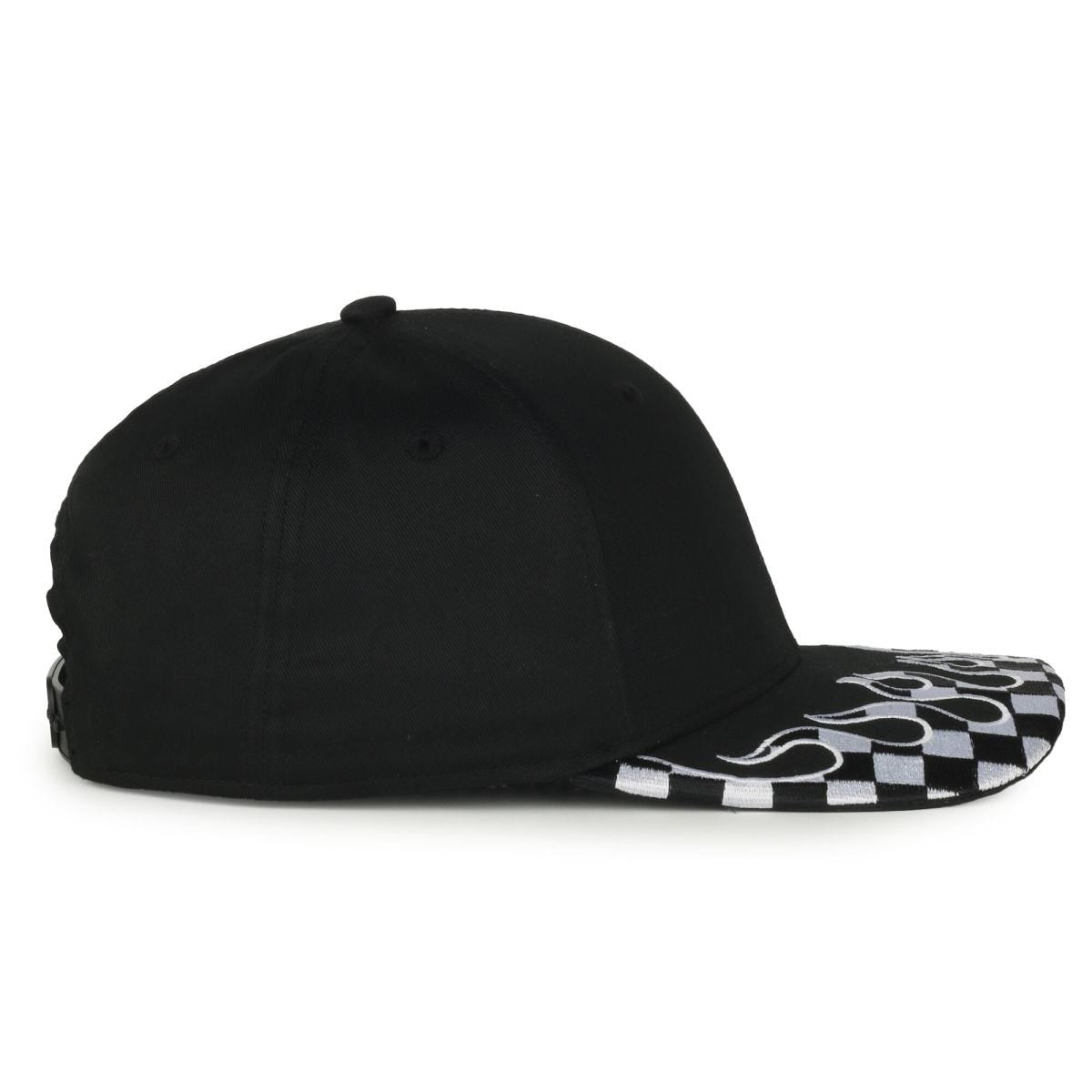Oc Sports Vroom-01 Checkered Flame Solid Back Cap - Black