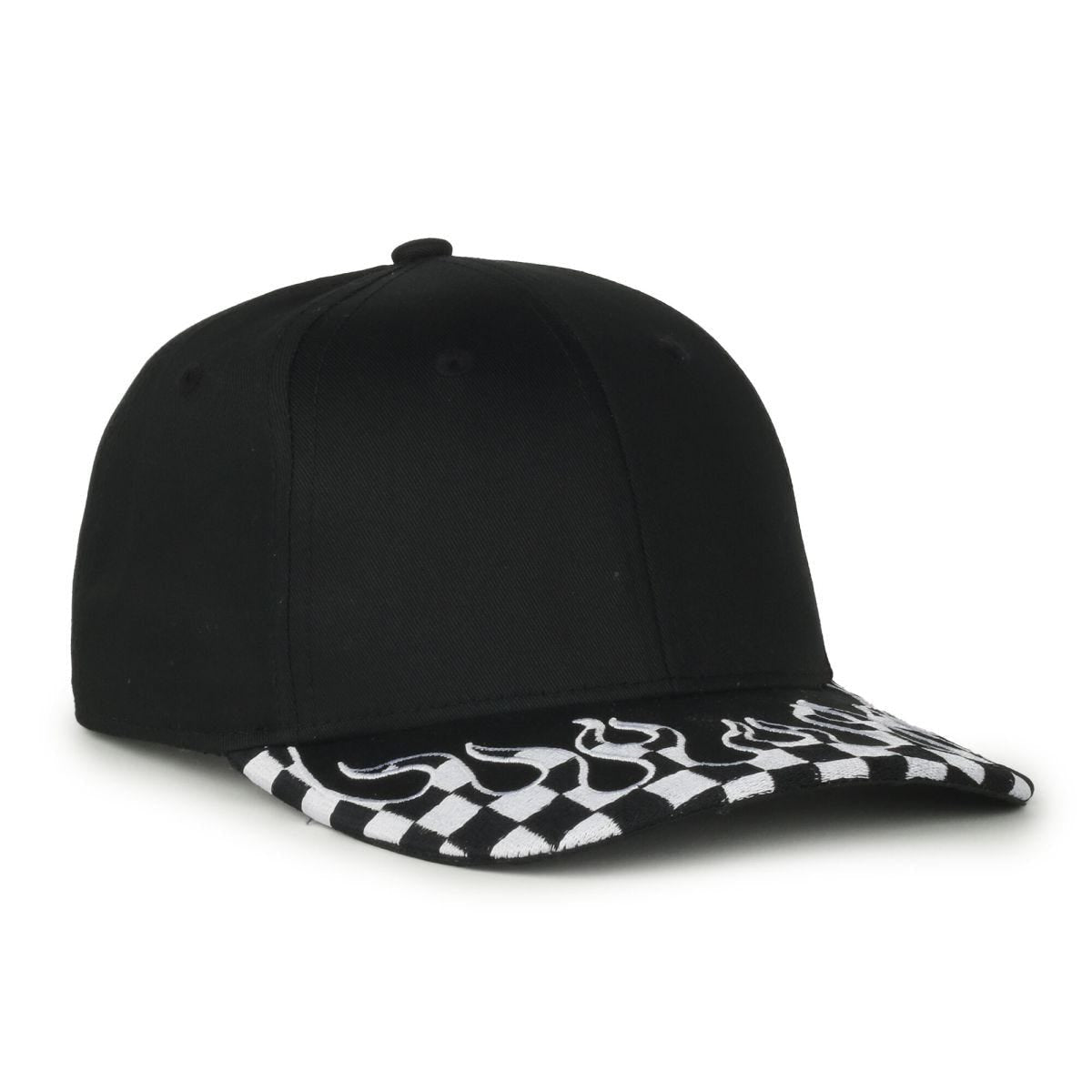 Oc Sports Vroom-01 Checkered Flame Solid Back Cap - Black