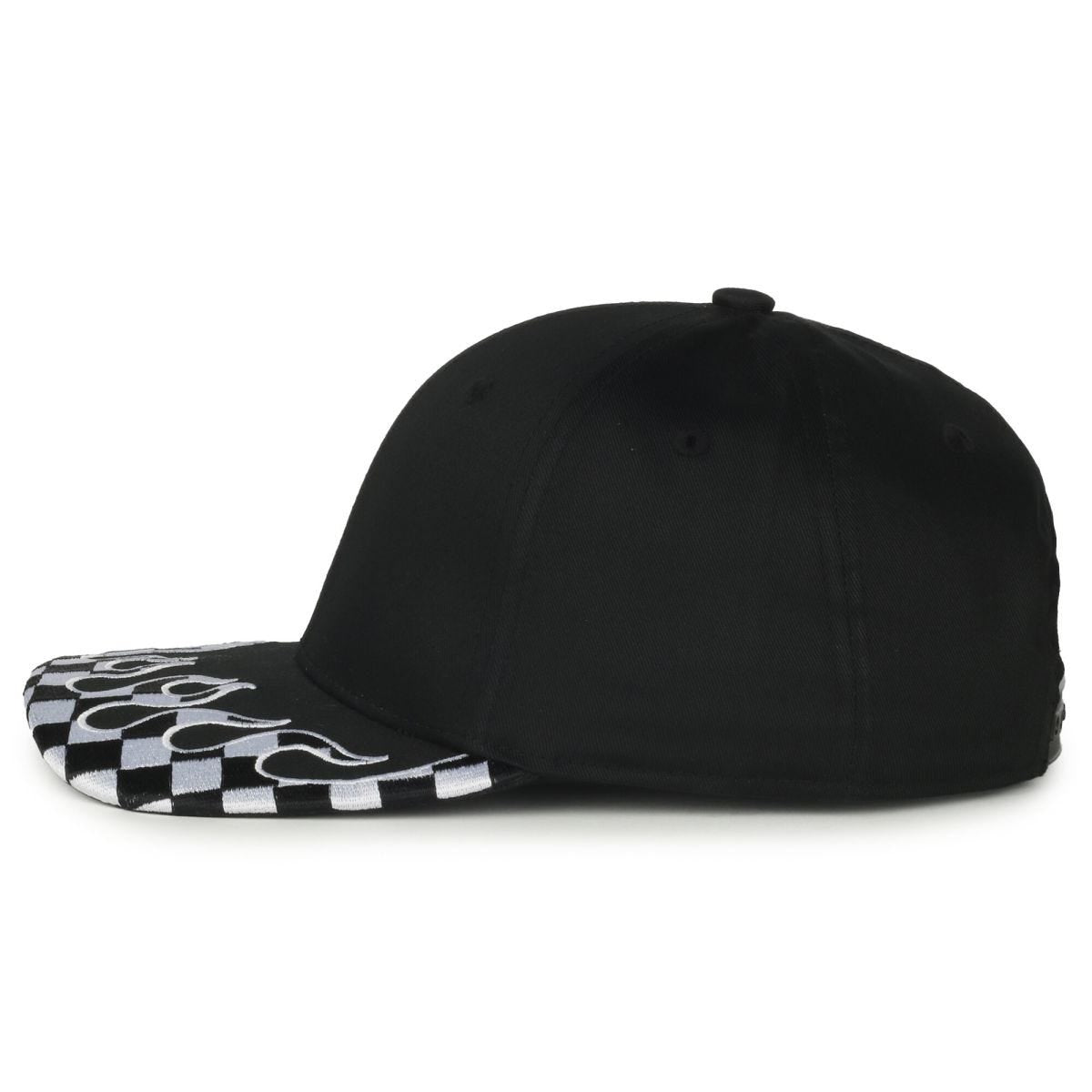 Oc Sports Vroom-01 Checkered Flame Solid Back Cap - Black