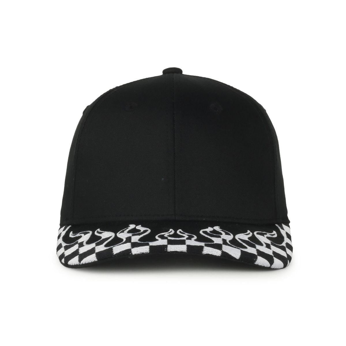 Oc Sports Vroom-01 Checkered Flame Solid Back Cap - Black