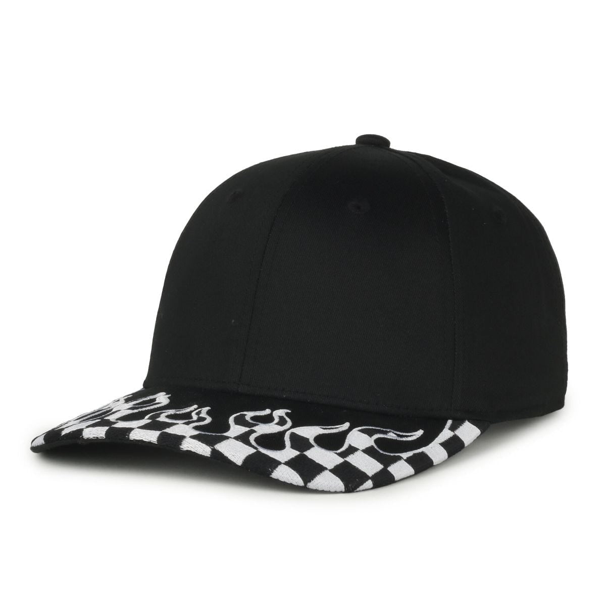 Oc Sports Vroom-01 Checkered Flame Solid Back Cap - Black