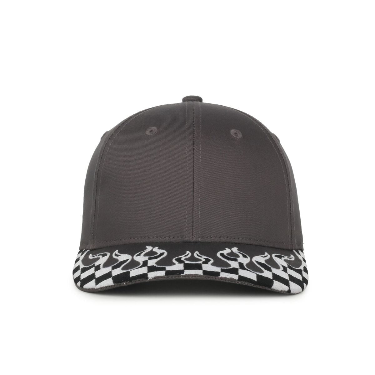 Oc Sports Vroom-01 Checkered Flame Solid Back Cap - Charcoal