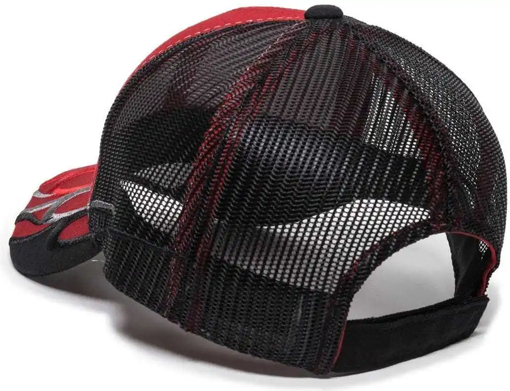 Oc Sports Wav-605m Adjustable Mesh Back Cap - Red Black - 6 7/8’’ - 7 1/2’’