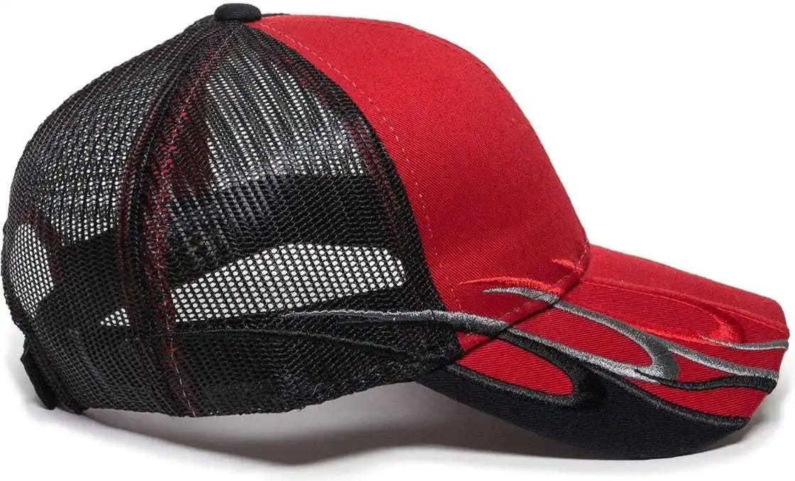 Oc Sports Wav-605m Adjustable Mesh Back Cap - Red Black - 6 7/8’’ - 7 1/2’’